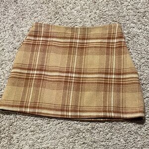 F21 Plaid Tan Skirt